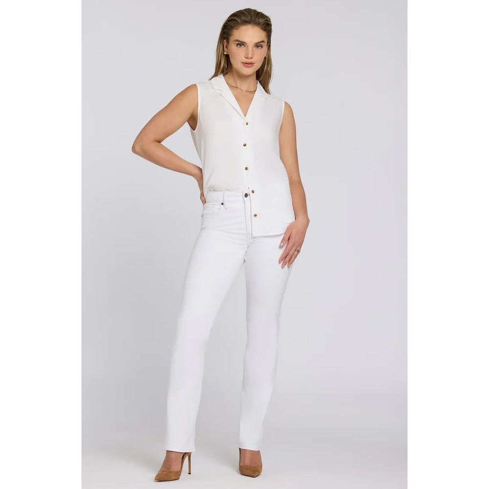 NEW NYDJ Marilyn Straight Leg Denim Jeans White Lift Tuck Hi Rise Size 16